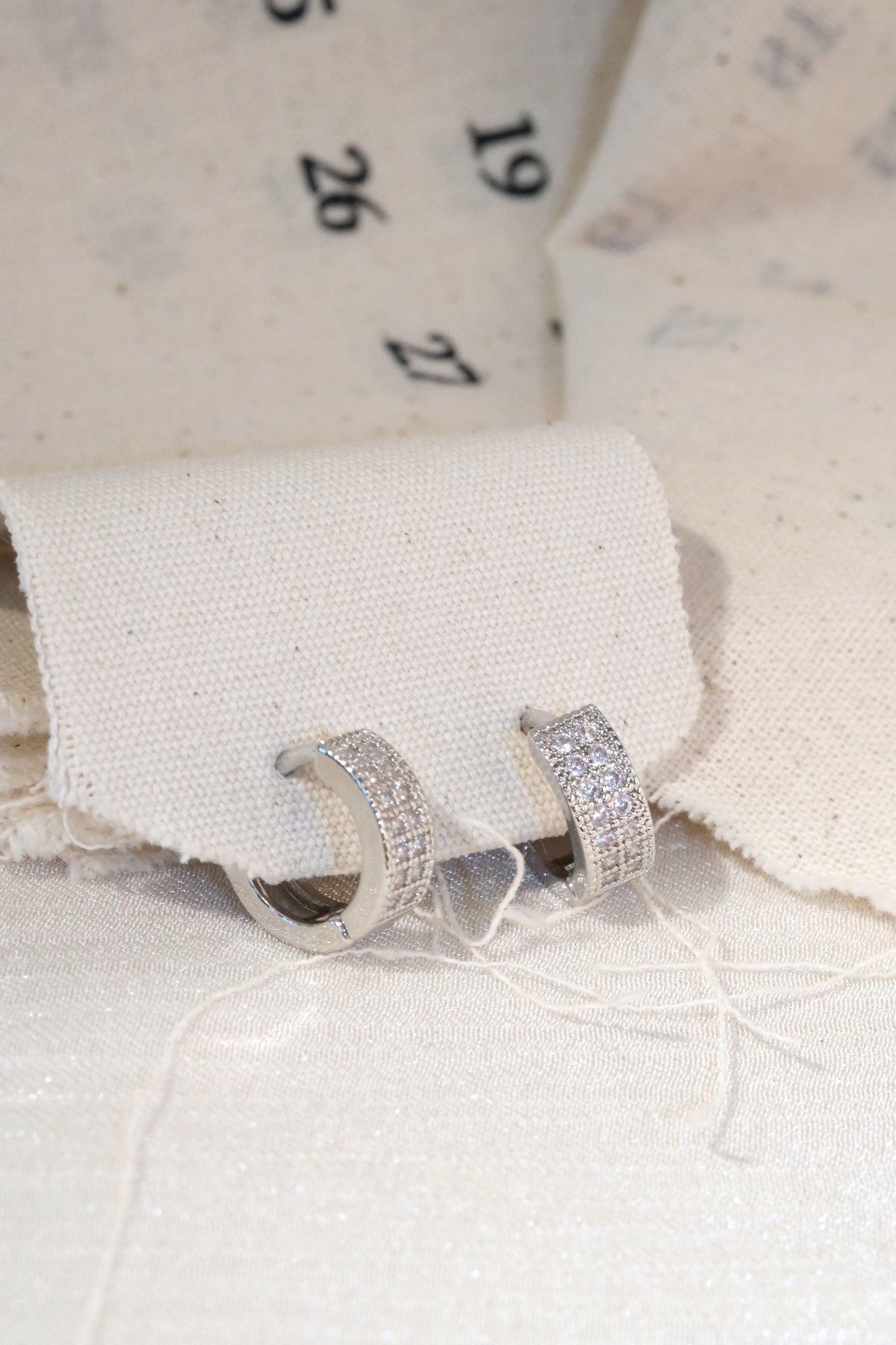 Pavé Hoop Earrings — Silver