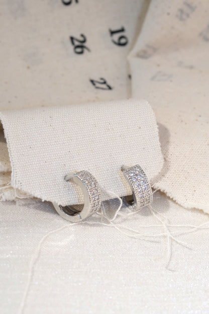 Pavé Hoop Earrings — Silver