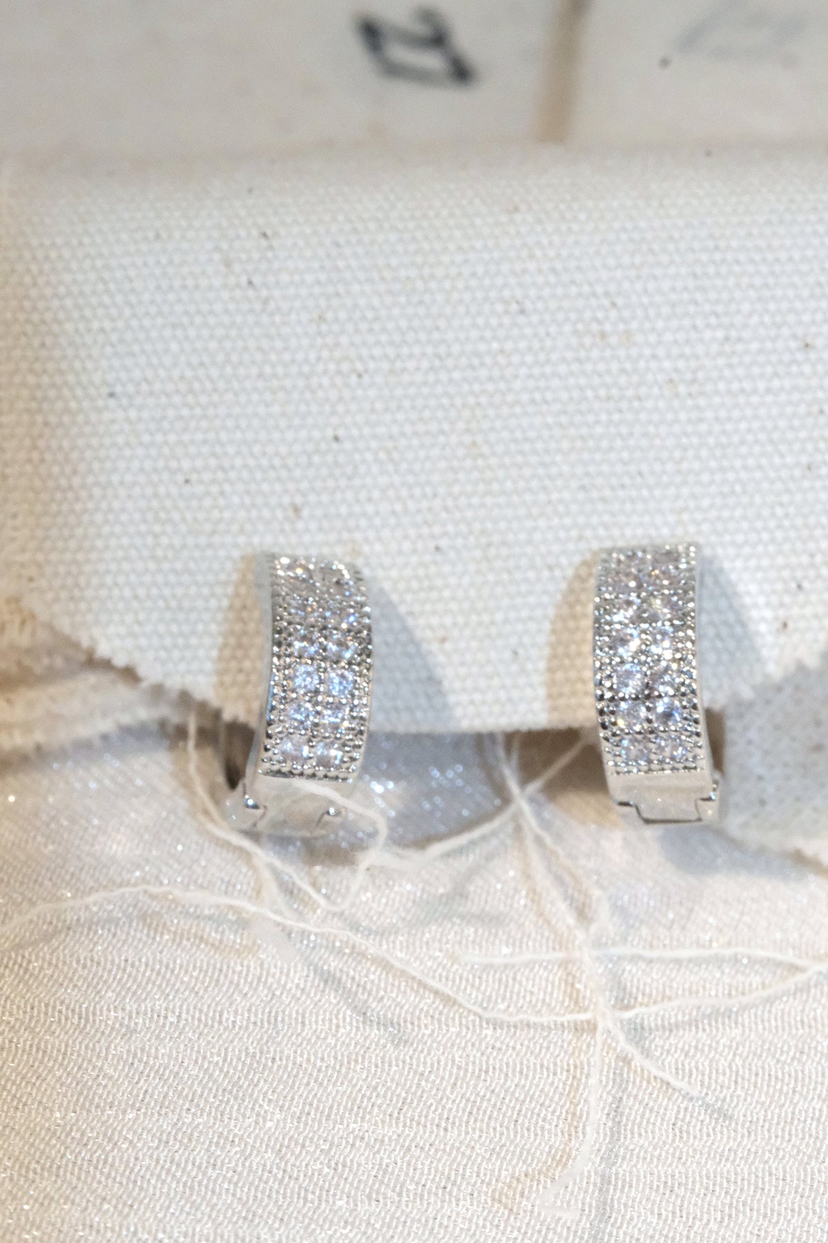 Pavé Hoop Earrings — Silver