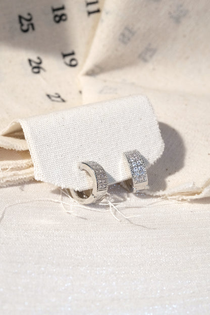 Pavé Hoop Earrings — Silver