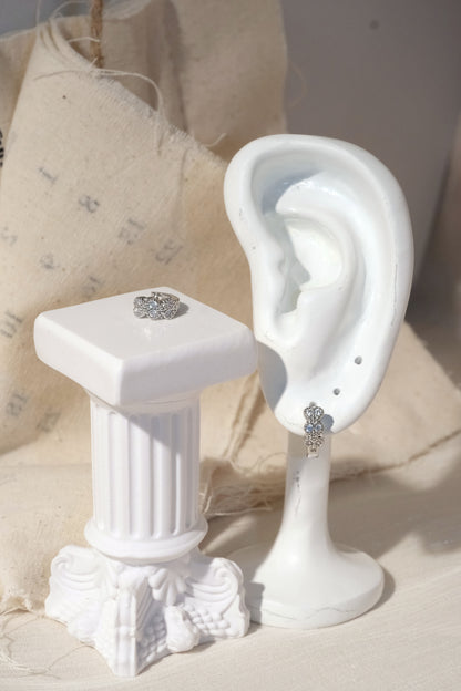 Petal CZ Huggie Earrings — Silver