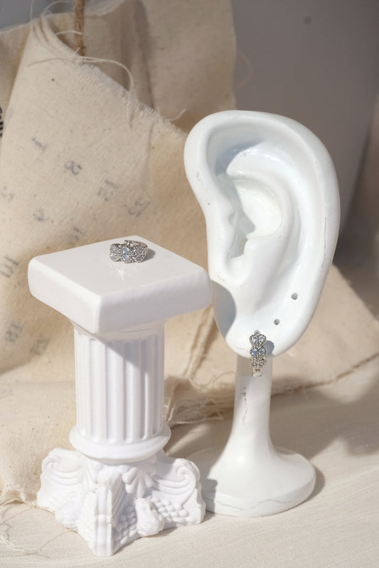 Petal CZ Huggie Earrings — Silver