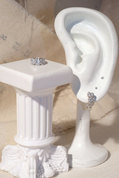 Petal CZ Huggie Earrings — Silver