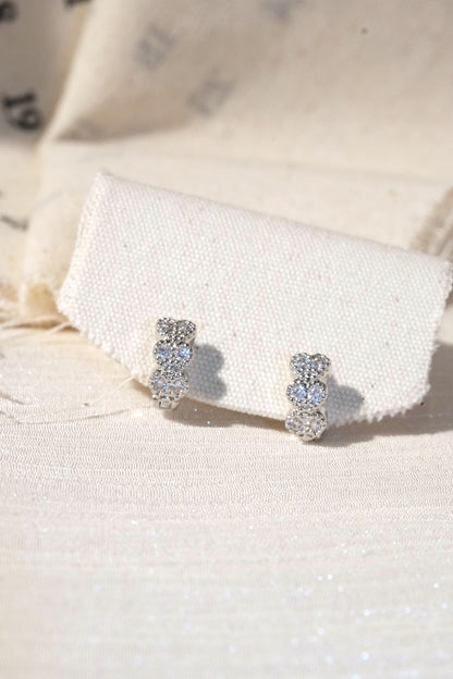 Petal CZ Huggie Earrings — Silver