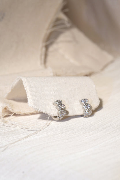 Petal CZ Huggie Earrings — Silver