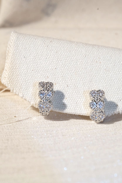 Petal CZ Huggie Earrings — Silver