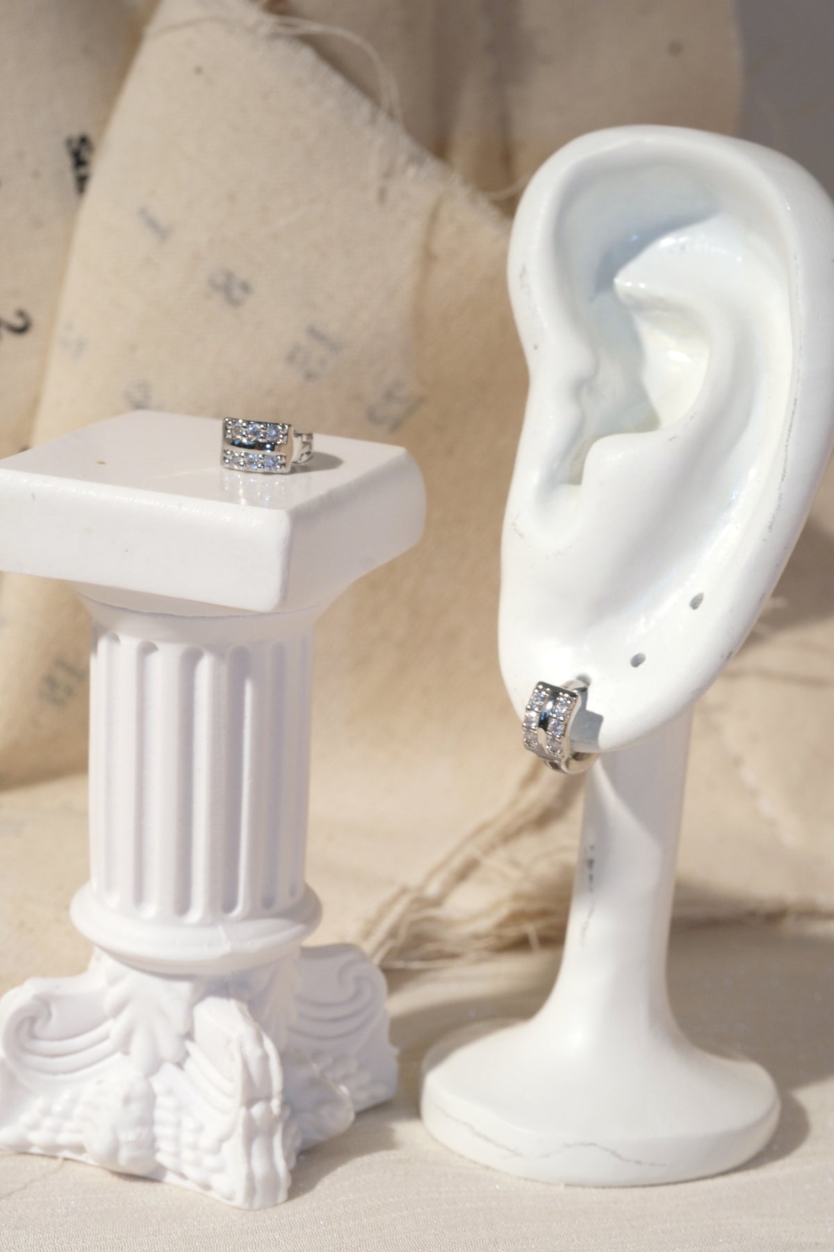 Six Stone CZ Huggie Earrings — Silver