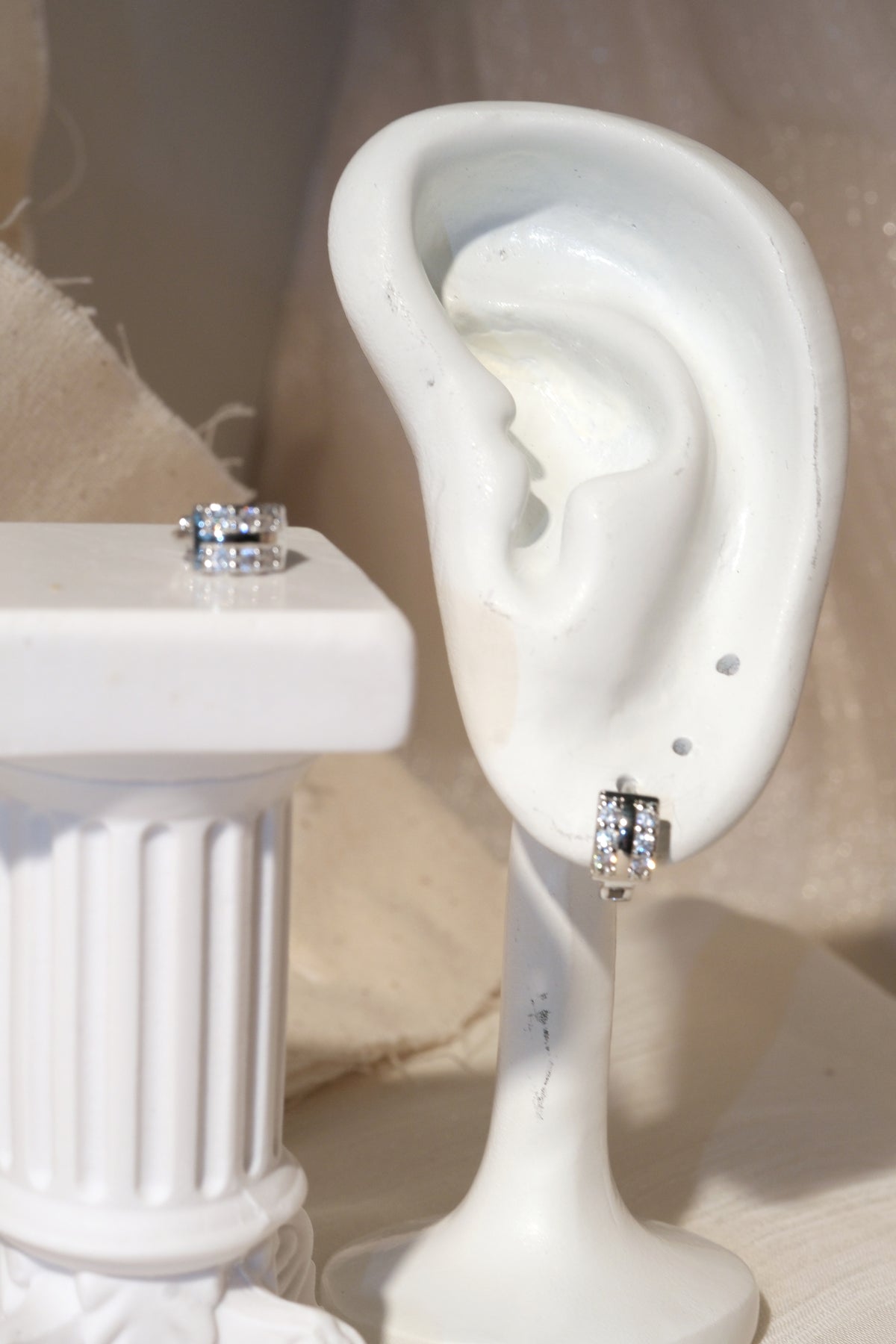 Six Stone CZ Huggie Earrings — Silver