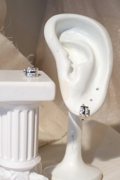 Six Stone CZ Huggie Earrings — Silver