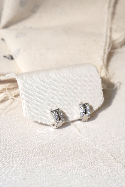 Six Stone CZ Huggie Earrings — Silver