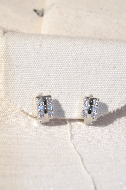 Six Stone CZ Huggie Earrings — Silver