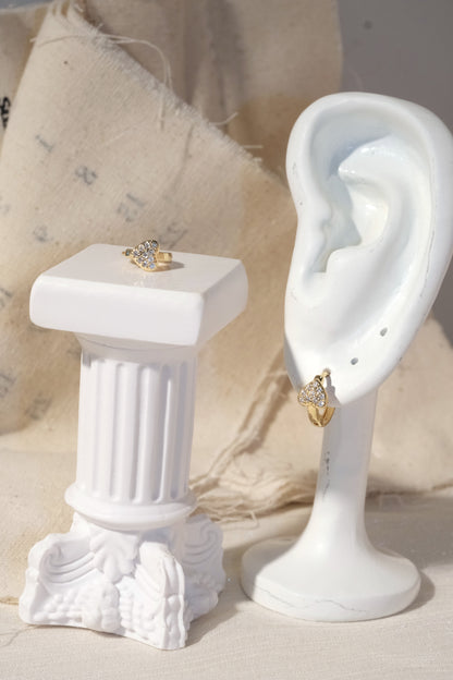Heart CZ Huggie Earrings — Gold
