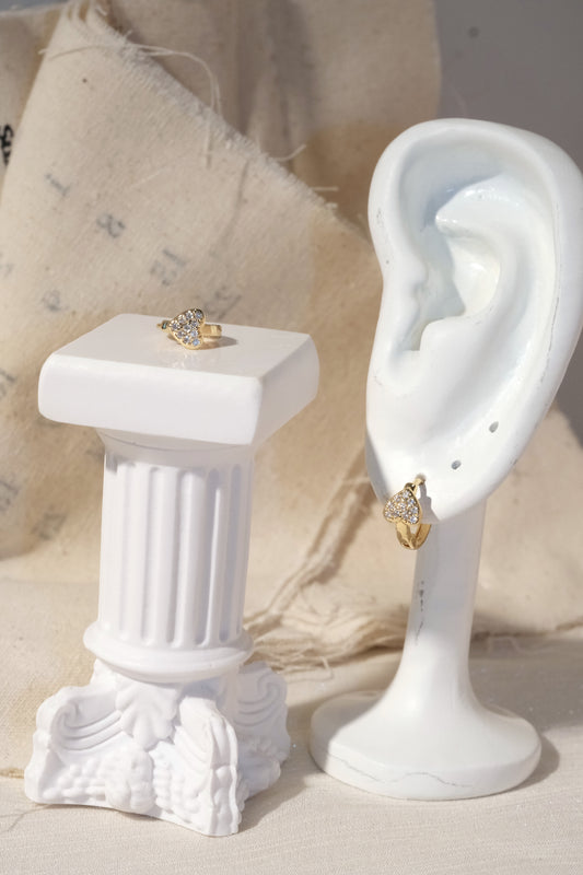 Heart CZ Huggie Earrings — Gold
