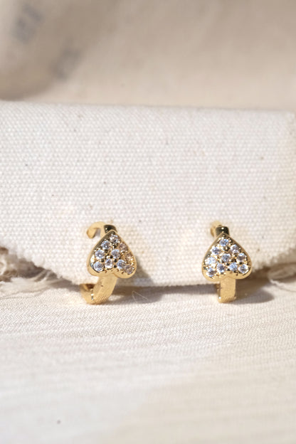 Heart CZ Huggie Earrings — Gold
