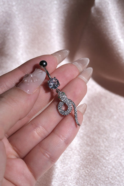 Snake Dangle CZ Belly Ring