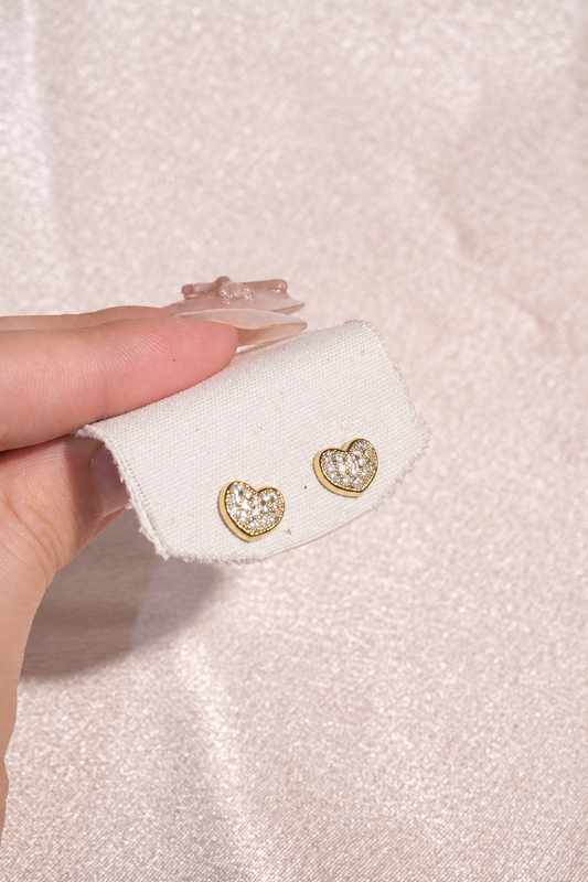 Small Heart Stud Earrings in stainless steel, view 1