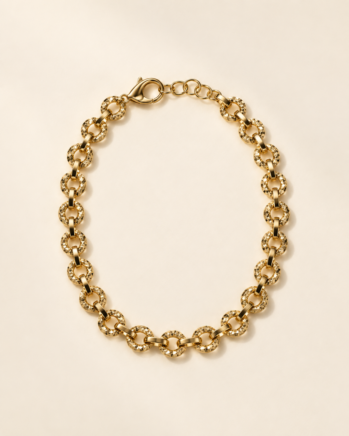 Textured Round Link Bracelet — Gold