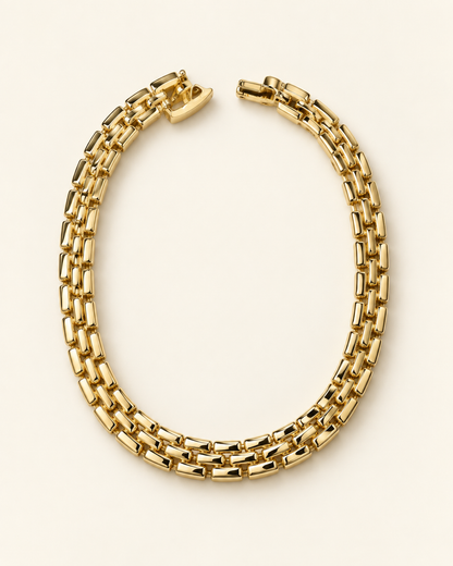 Three Row Link Bracelet — Gold
