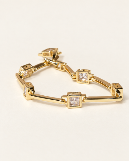Square CZ Bar Bracelet — Gold
