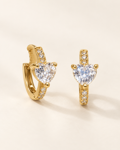 Three Stone CZ Huggie Earrings — Gold