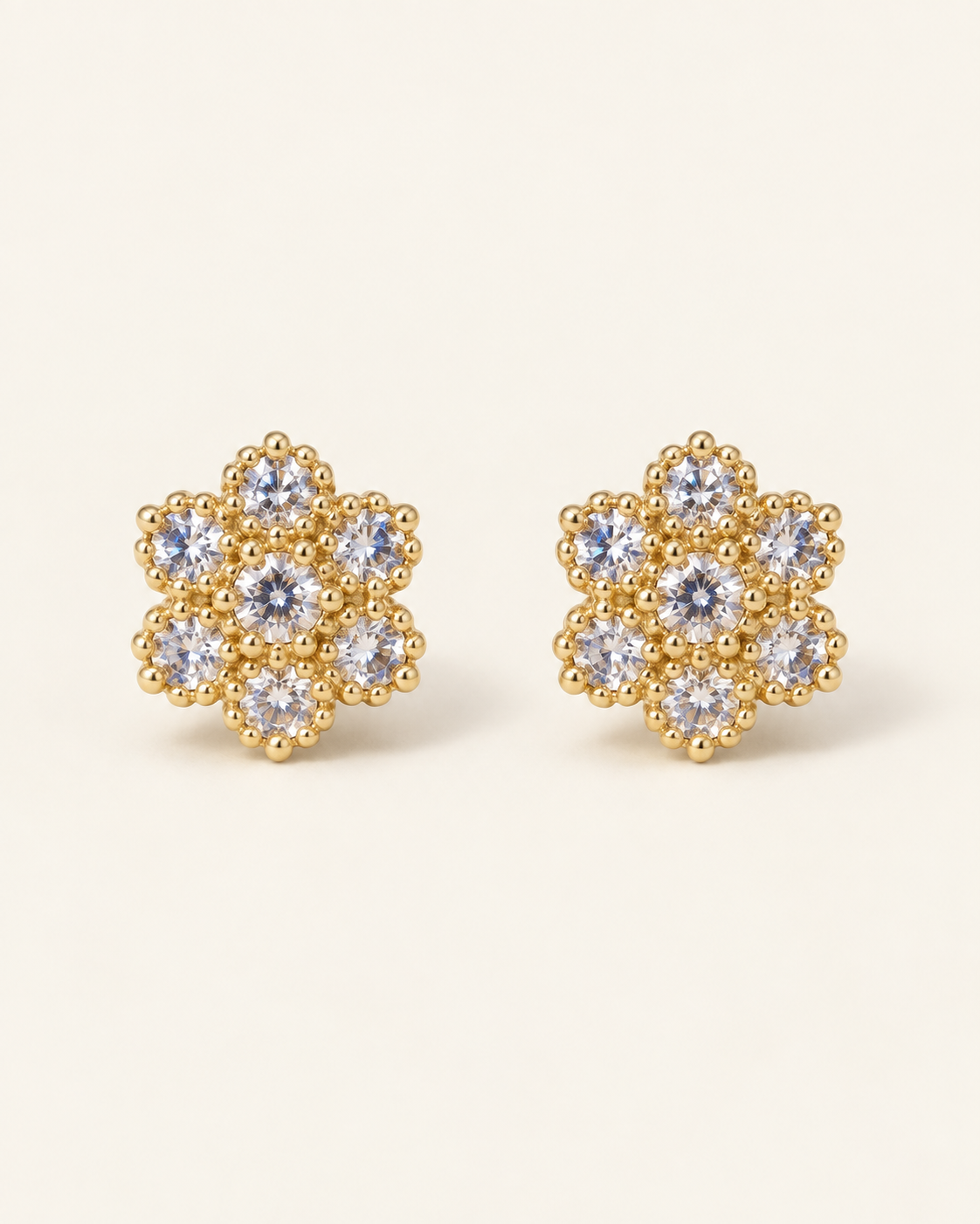 Small Round Cluster Stud Earrings — Gold