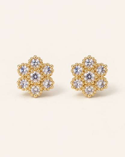 Small Round Cluster Stud Earrings — Gold