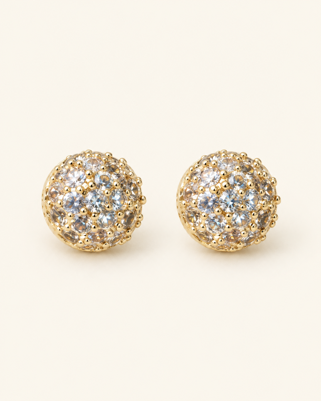 Round Halo Stud Earrings — Gold