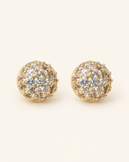 Round Halo Stud Earrings — Gold