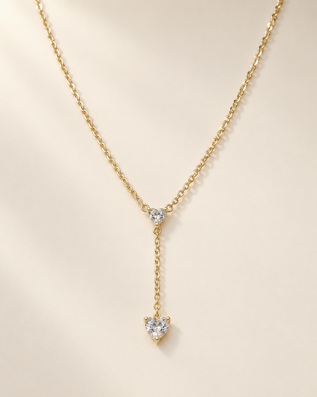 Heart Y Necklace — Gold