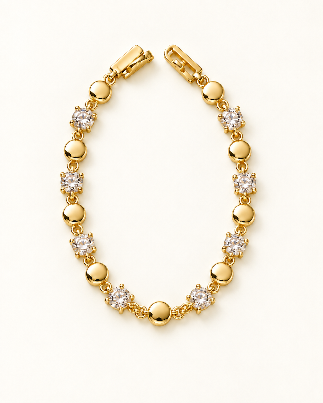 Round Glow CZ Link Bracelet — Gold