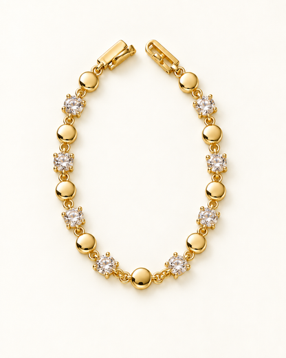 Round Glow CZ Link Bracelet — Gold