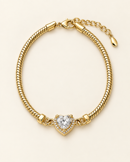Heart Halo Chain Bracelet — Gold