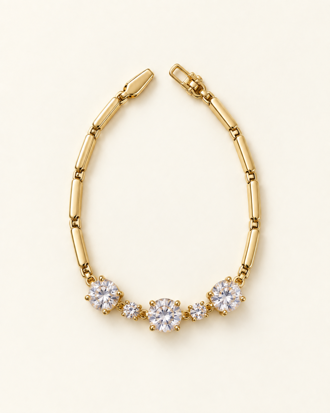 Trio Glow CZ Bar Bracelet — Gold