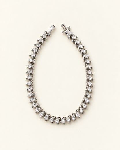 Dewdrop CZ Tennis Bracelet — Silver