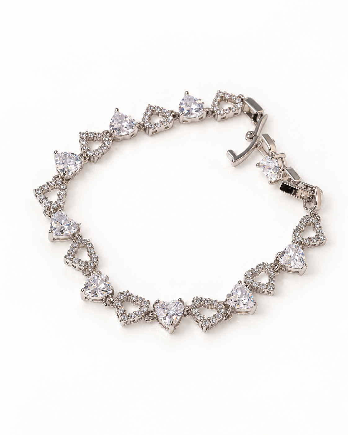 Heart Parade CZ Bracelet — Silver