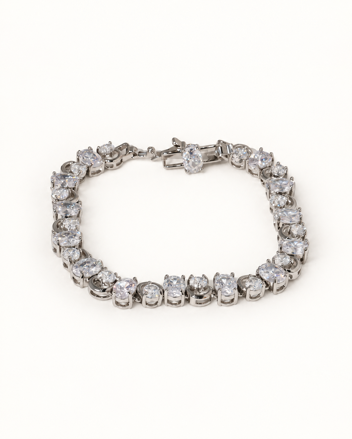 Oval Rhythm CZ Bracelet — Silver