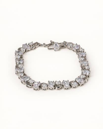 Oval Rhythm CZ Bracelet — Silver
