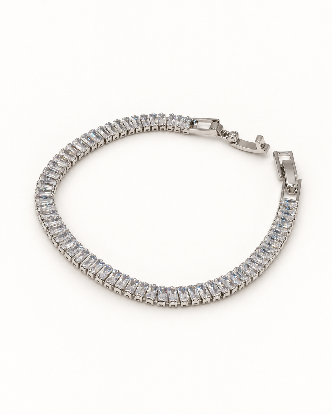 Baguette Glow Tennis Bracelet — Silver