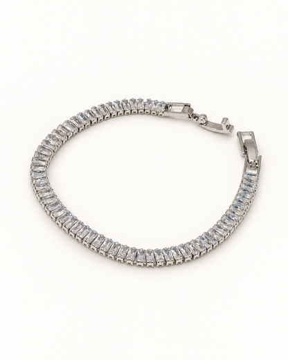 Baguette Glow Tennis Bracelet — Silver