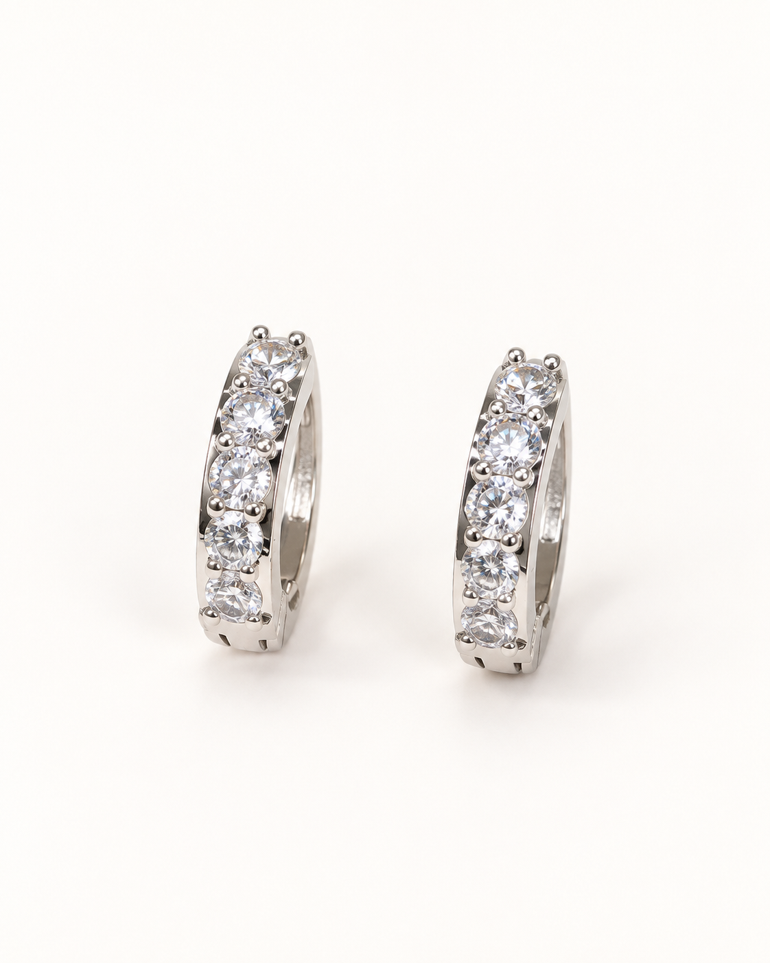 Five Light CZ Huggies — Silver