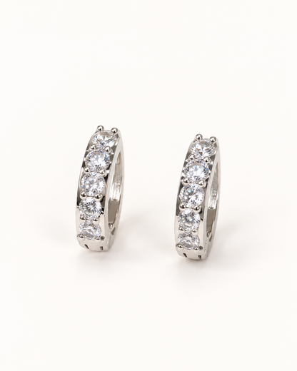 Five Light CZ Huggies — Silver
