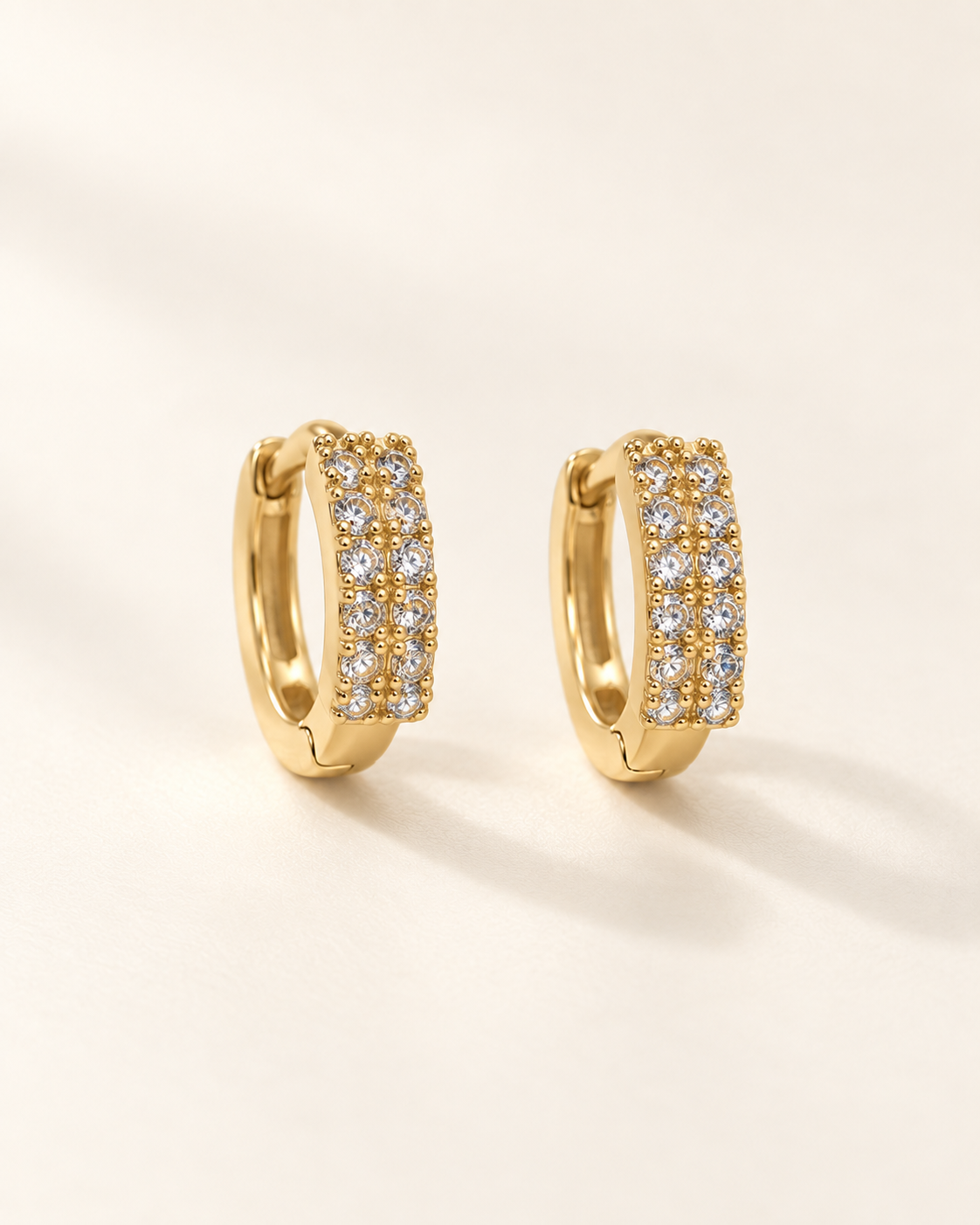 Double Spark CZ Huggies — Gold