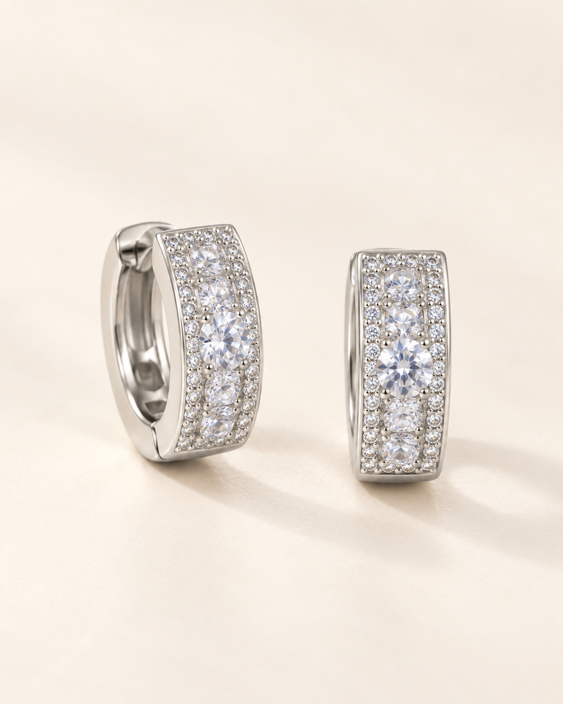Spotlight Pave Hoops — Silver