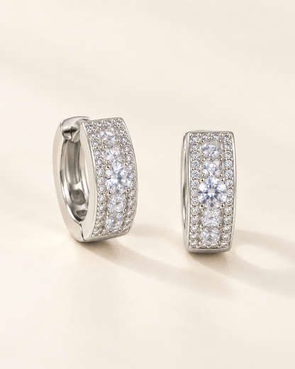 Spotlight Pave Hoops — Silver