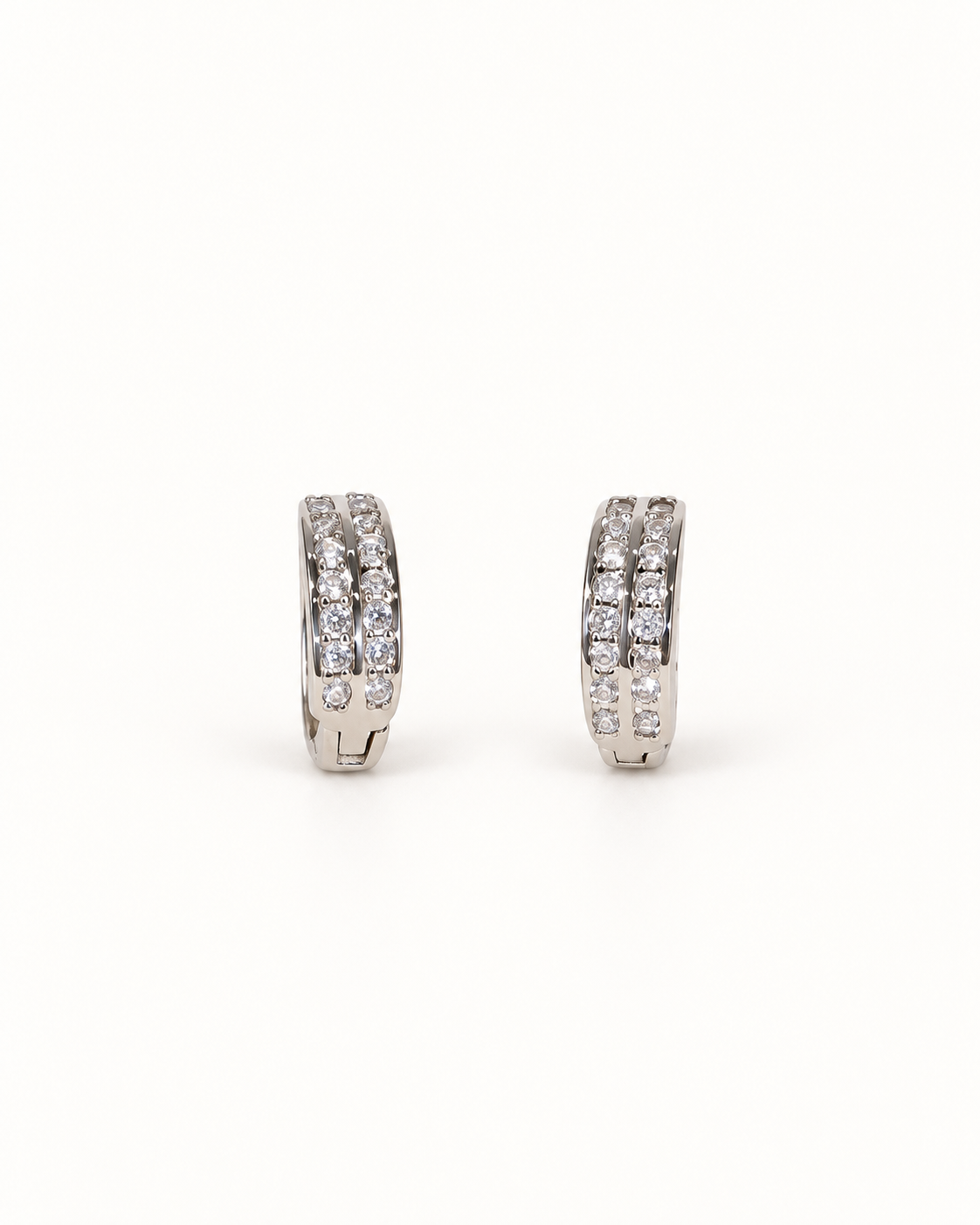 Twin Line CZ Huggies — Silver