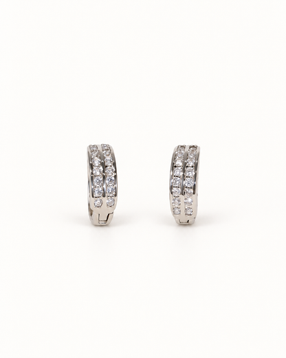 Twin Line CZ Huggies — Silver
