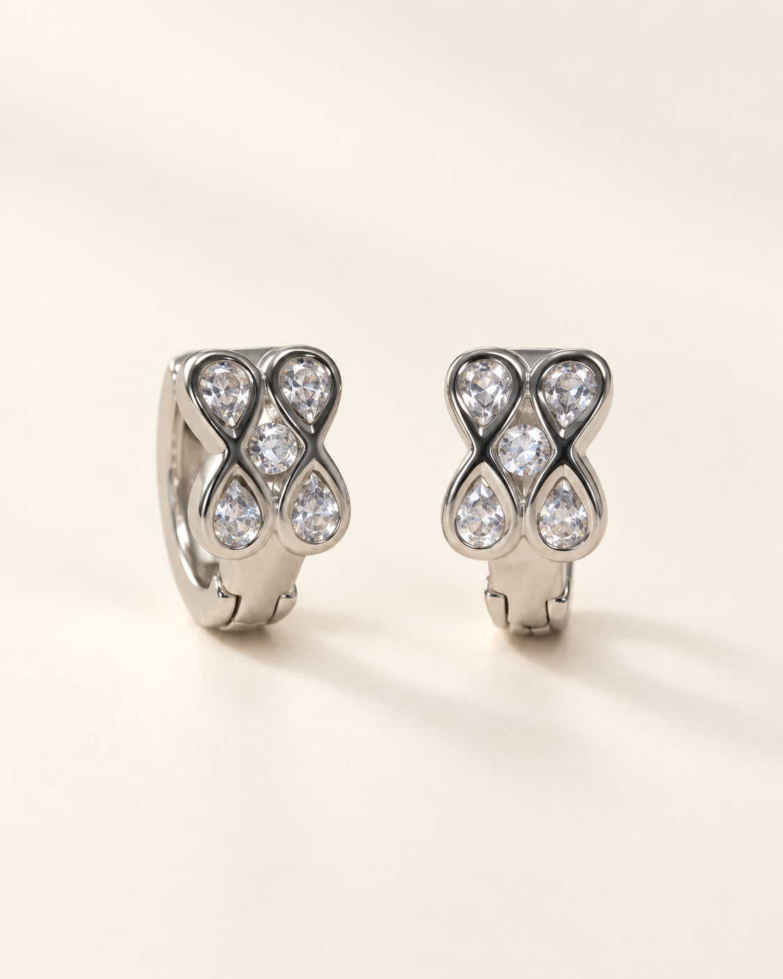 Petal Loop CZ Earrings — Silver