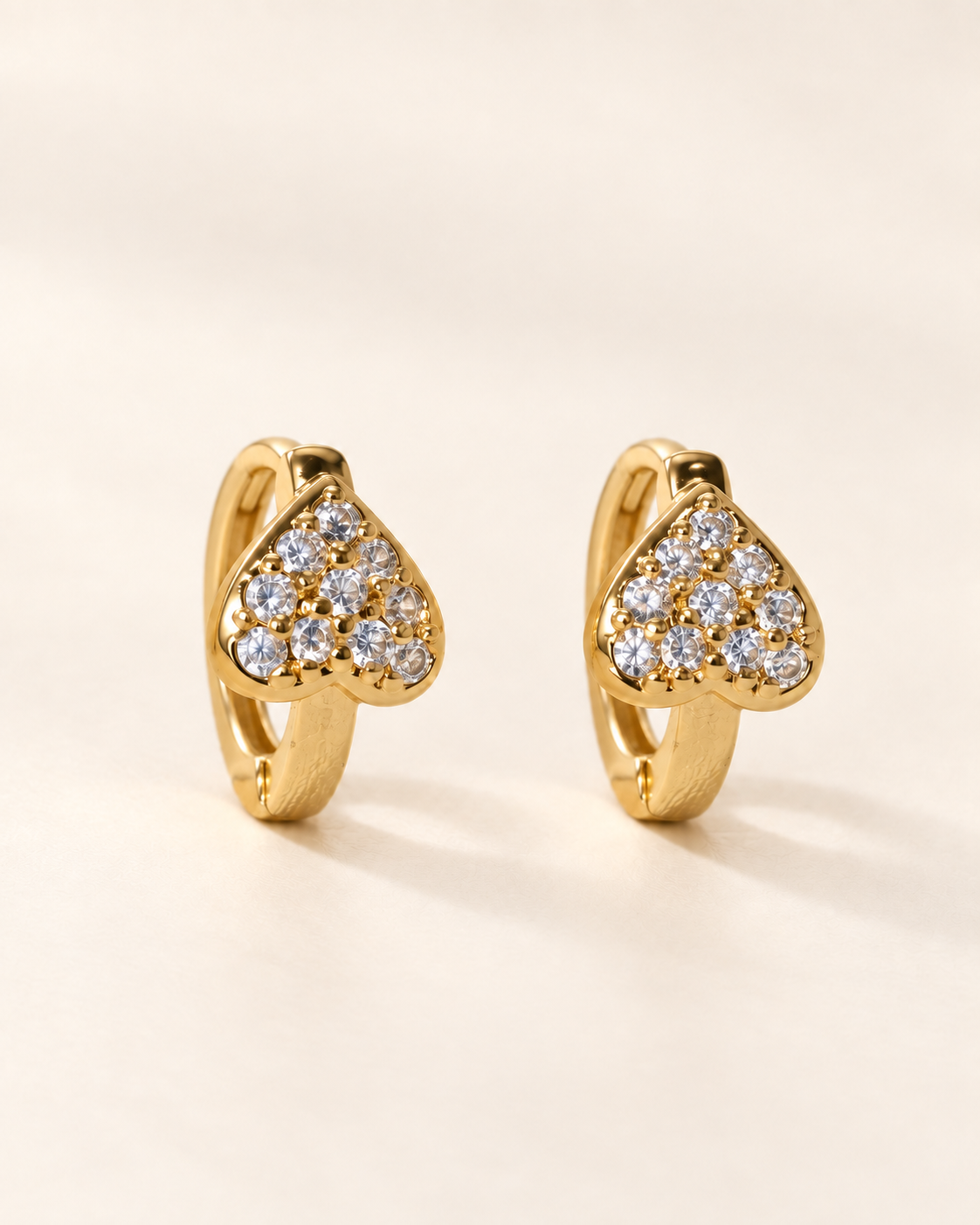 Heart Glow CZ Huggies — Gold