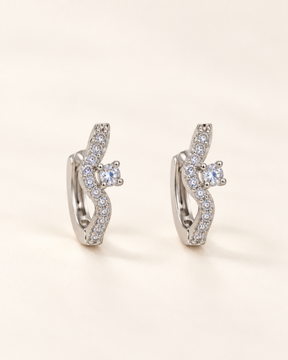 Wave Light CZ Earrings — Silver