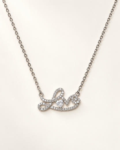 Love Letter CZ Necklace — Silver